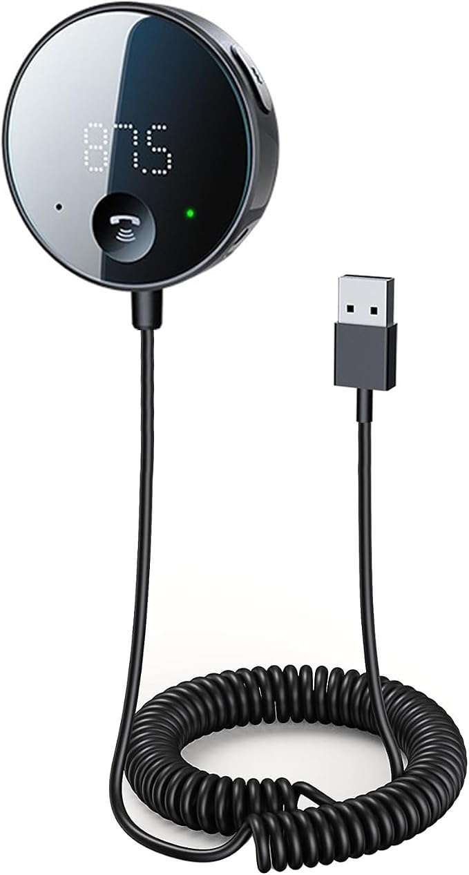 eppfun Bluetooth FM Transmitter for Car, AUX Adapter, Bluetooth Receiver for Car Music/Hands-Free Calls/Stereo Audio