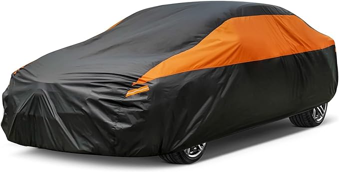 GUNHYI Car Cover for Automobiles All Weather Waterproof, Universal Fit Sedan Ford Mustang, Chevy Camaro/Malibu, Kia Optima, Hyundai Sonata, Nissan Altima, Volkswagen Passat, Tesla Model 3 etc.