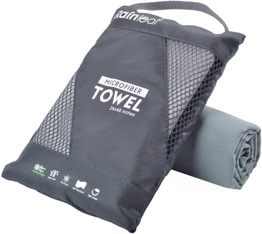 Rainleaf Microfiber Towel Quick Dry Camping & Travel & Gym Towel. Compact | Super Absorbent, Lightweight, Fast Drying. Suitable for Beach, Bath, Backpacking, Hiking, Swim.