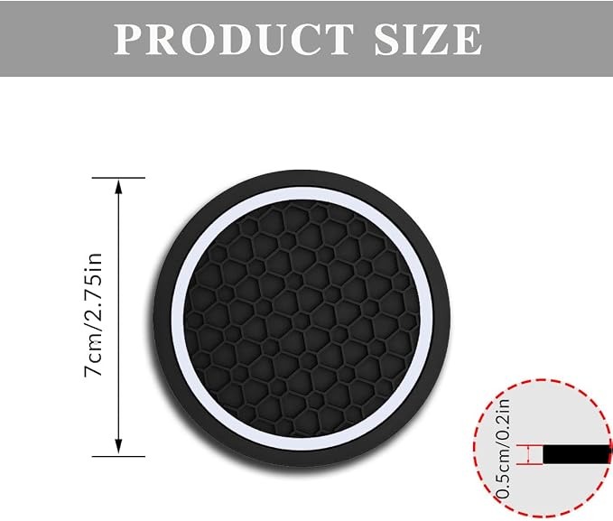Car Cup Holder Coasters, Dustproof Automotive Interior Accessories Mat,2.75 Inch Non-Slip Insert Water Bottle Holder Pads, Universal for Vehicles, Trucks, RVs and More (Black/White, 4PCS)