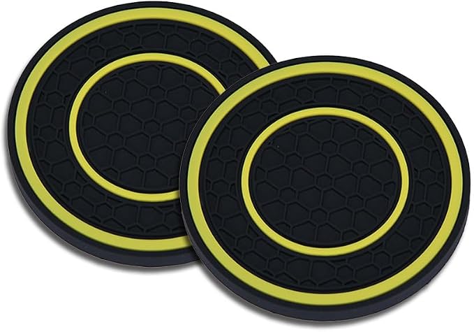 2 Pack Car Coasters for Cup Holder, 2.75 Inch Universal Auto Waterproof Coasters Silicon Insulation Cup Mats,No-Slip Anti Dust Insert Coaster for Woman Man, Suit for Vehicle Interior (2, Yellow)