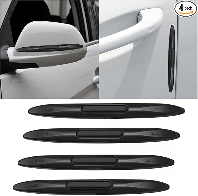 4PCS Car Door Edge Guards Car Side Door Protector, Rearview Anti-Collision Bumper Trim Guard Sticker, Auto Body Self Adhesive Anti-Scratch Strips for SUV Pickup Truck (Black)