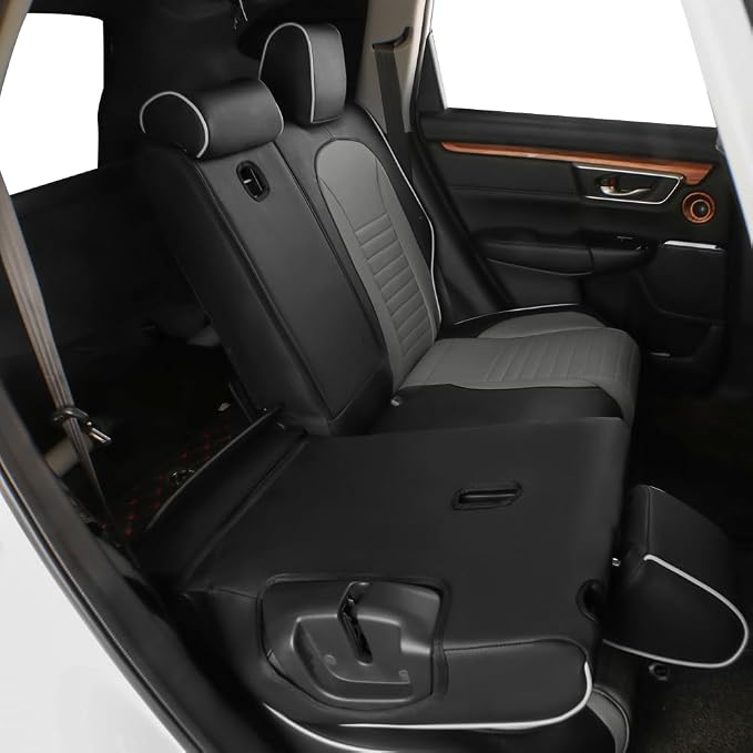 EKR Car Seat Covers for Honda CRV 2012-2014 LX Leatherette Full Set | Custom Fit for Honda CRV 2012 2013 2014 LX ,Factory-Style Interior Upgrade,Easy-Wipe,Faux Leather(Black/Gray)