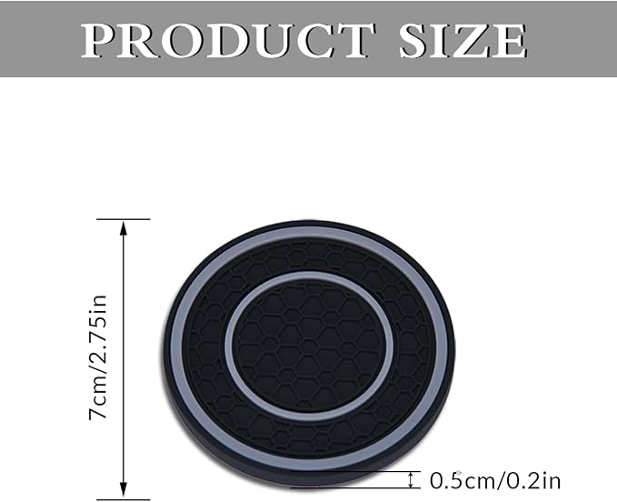 2 Pack Car Coasters for Cup Holder, 2.75 Inch Universal Auto Waterproof Coasters Silicon Insulation Cup Mats,No-Slip Anti Dust Insert Coaster for Woman Man, Suit for Vehicle Interior (2, Gray)