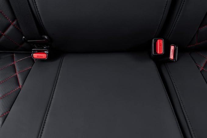 coverdream Tacoma Leather Seat Covers for 2016-2023 Toyota Tacoma Double Cab/Crew Cab SR,SR5,TRD Off Road,TRD Pro,TRD Sport Pickup,Fully Covered Waterproof Car Seat Protector (Full Set,Red/Black)