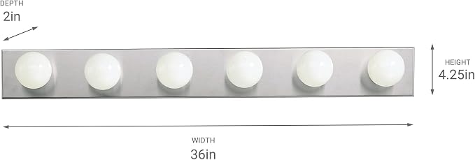 Kichler 626NI 36" Bath Bar 6-Light Vanity Light Fixture with Brushed Nickel Finish for Bathroom over Mirror, Traditional Style Lighting (36" L x 4.25" H), 626NI