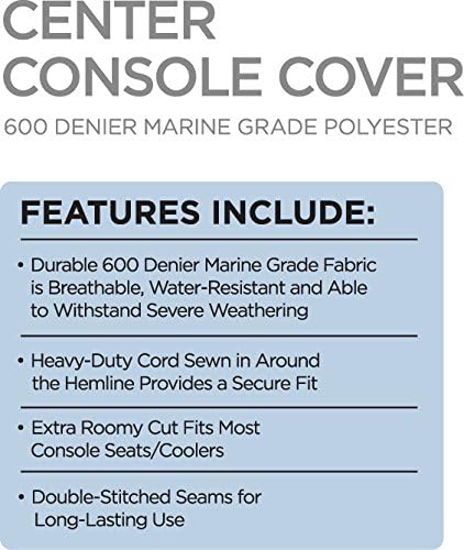 GOODSMANN 600 Denier Center Console Accessory Boat Cover, Silvery Gray, Water Resistant, Weather Protection, Trailerable 9921-0162-31