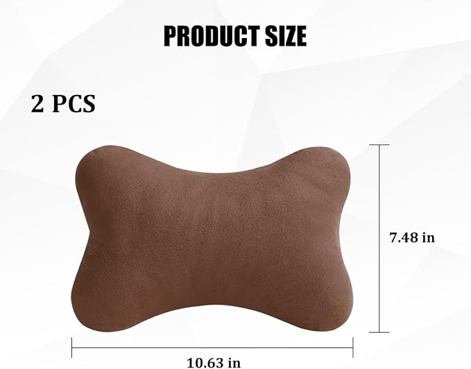2PCS Car Neck Pillow, Soft Comfortable Vehicle Seat Neck Support Pillow Cushion for Relief Driving Fatigue, Breathable Auto Interior Headrest Neck Rest Pad, Universal for Vehicles (Coffee)