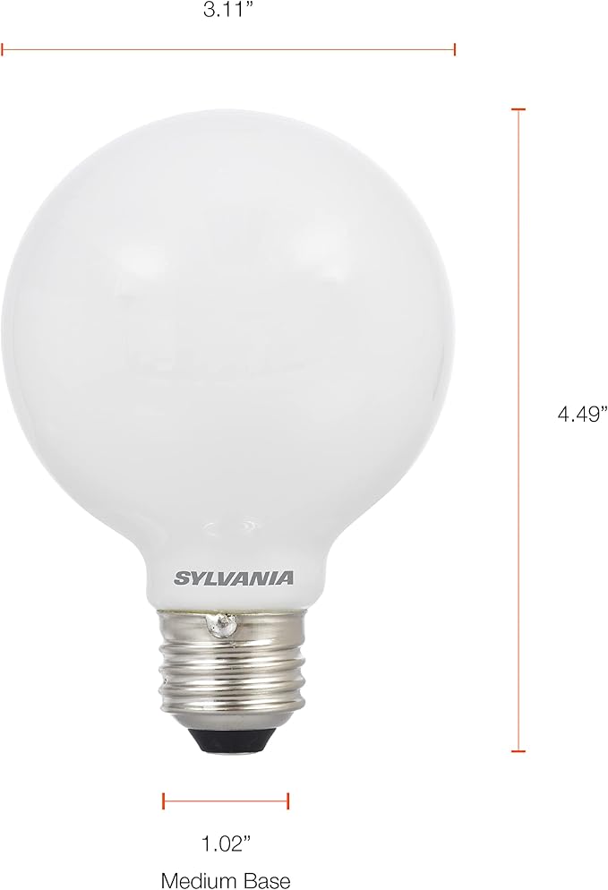 Sylvania ECO LED Light Bulb, G25 Globe, 40W Equivalent, Efficient 3.5W, 7 Year, 325 Lumens, Frosted, 2700K, Soft White - 3 Pack (40880)