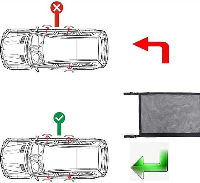 Ceiling Cargo Net Pocket for Subaru Forester 2005-2019 2020 2021 2022 2023-2025, Double Layer Elastic Cargo Roof Organizer, Car Overhead Storage Mesh with Adjustable Straps,A