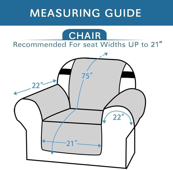 H.VERSAILTEX Chair Slipcover Reversible Chair Cover Water Resistant Washable Chair Cover Non-Slip Fabric Furniture Protector with Elastic Strap for Pets(Armchair, Charcoal Grey)