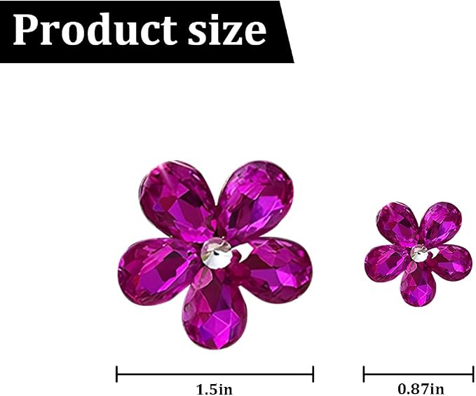 5PCS Bling Flower Car Air Vent Clips, Crystal Rhinestone Vehicle Air Conditioning Outlet Clip, Diamond Automotive Interior Decoration Charm, Universal for Automobile RV Truck (Rose Red)