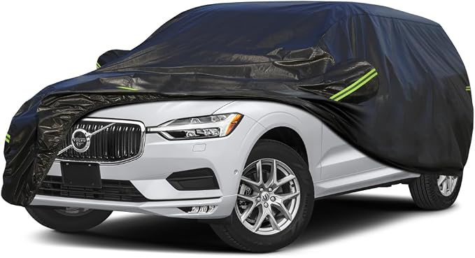 KouKou Waterproof SUV Car Cover Suitable for Volvo XC60 from 2008 to 2025, 7 Layers Windproof All Weather Waterproof Outdoor Cover Sun Rain UV Dust Snow Protection. Black