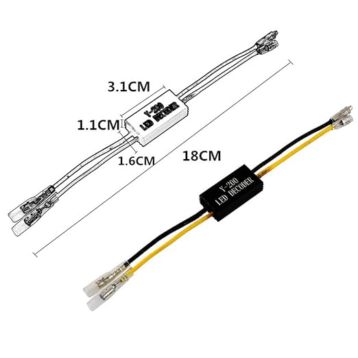 4 Pcs Motorcycle LED Turn Signal Decoder Load Resistors, 10W 10Ω Flash Fix Error, Indicator Error Canceller for Scooter, Plug-and-Play Bullet Connectors, Anti-Corrosion Aluminum Housing