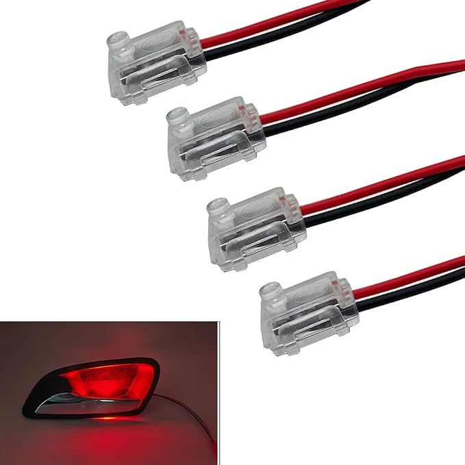 Car Door Handle Light Red LED Ambient light 12V Door Bowl Decorative Light Warning Light Small Size Easy Installation Universal Small Car Ship Use (4PCS)