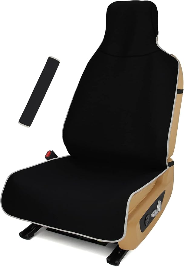 Waterproof Stain Resistant Car Seat Cover for Automotive Van Trucks and SUVs Durable Neoprene Non-Slip Seat Protector with Quick Install Design Perfect for Post Gym Yoga Workout-Black