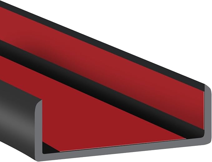Rubber Edge Trim, 2" Self-Adhesive Flexible U Channel Edge Protecter for Plywood, Doors, Wide U Shaped Edge Trim, Edge Banding, Black Color, 20Ft