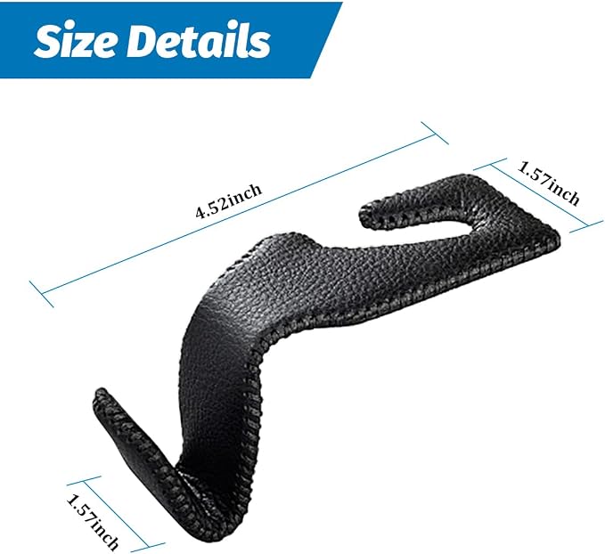 Car Seat Headrest Hook, 2PCS Vehicle Back Seat Hanger Holder Hook, Automotive Interior Headrest Storage Organizer for Handbag Purse Coat, Universal for SUV RV Pickup (Black)