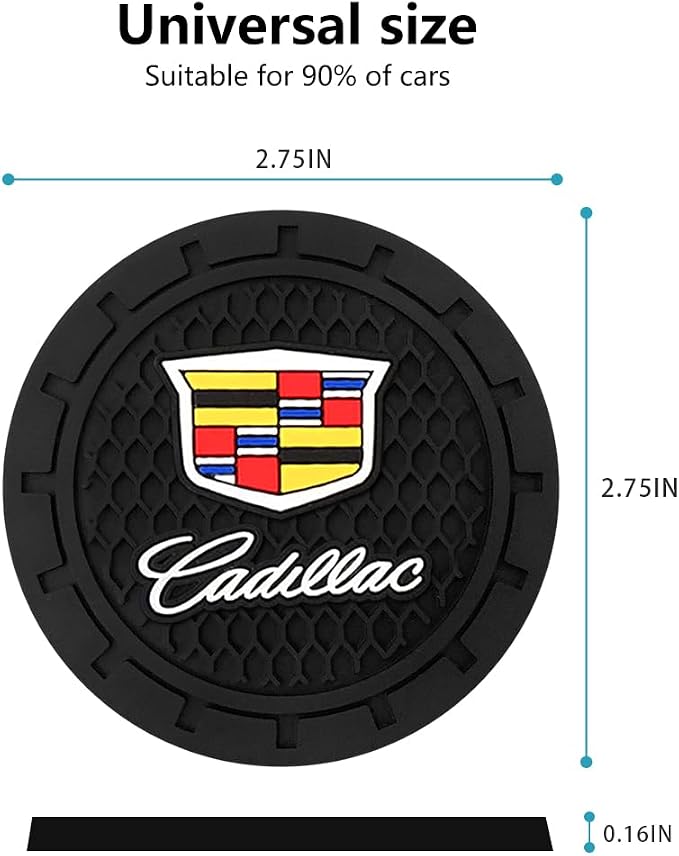 Car Cup Holder Coaster for Cadillac Escalade CT4 CT5 CT6 ATS CTS SRX XT5 Cupholder Coaster Interior Accessories 2.75in 2Pieces Black