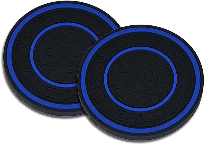 2 Pack Car Coasters for Cup Holder, 2.75 Inch Universal Auto Waterproof Coasters Silicon Insulation Cup Mats,No-Slip Anti Dust Insert Coaster for Woman Man, Suit for Vehicle Interior (2, Blue)