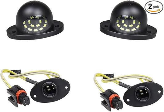 LED License Plate Light Tag Lights With Socket Wiring Harness Plugs Compatible with Dodge Ram 1500 2500 3500 Pickup