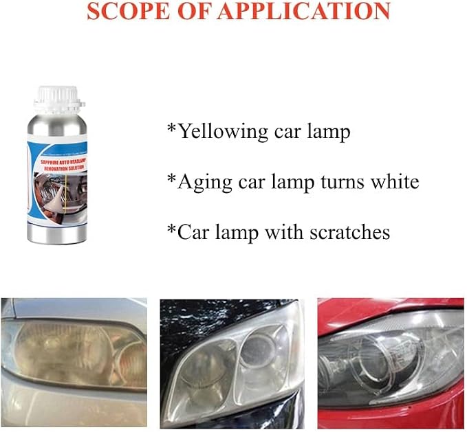 600ML Headlight Restoration Liquid,Automobile Headlight Lens Polish Repair Liquid, Car Headlight Scratch Restoring Fluid for Repair Headlight Yellowing, Haze, Scratches