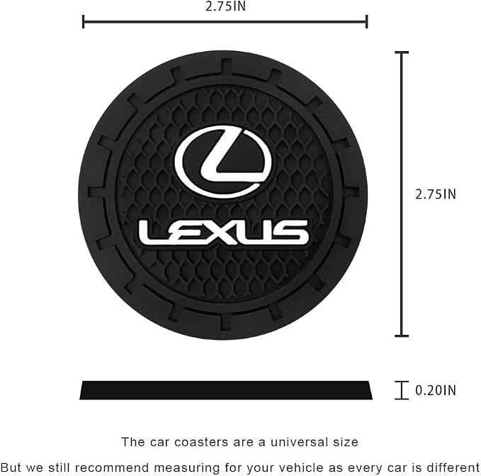 Car Cup Holder Coaster for Lexus ES350 GS350 GS300h GS450h is300 | Silicone, 2.76 Inch, 2 Pieces, ls460 rx350 NX300h Compatible, Car Interior Accessories