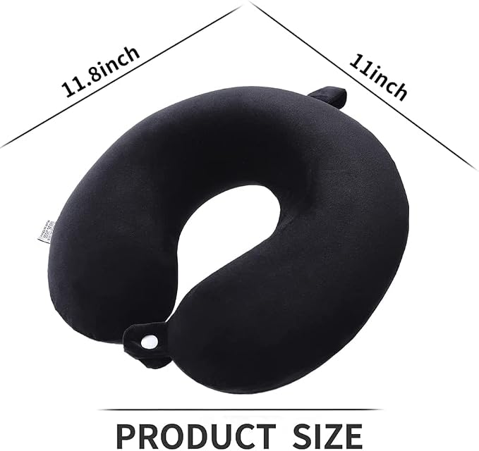 GDEOUP Travel Pillow - Memory Foam Neck Pillow Support Pillow,Luxury Compact & Lightweight Quick Pack for Camping,Sleeping Rest Cushion (Black)