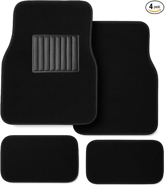 Black Universal Carpet Auto Floor Mats 4 Piece