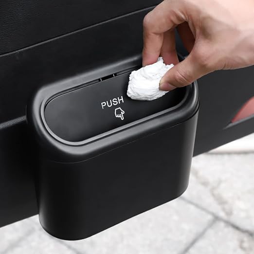 Accmor Car Trash Can with Lid, Leakproof Vehicle Garbage Organizer Holder Bin with 60 Pcs Trash Bags, Mini Auto Dustbin Interior Accessories Storage Container for SUV, Office, Home