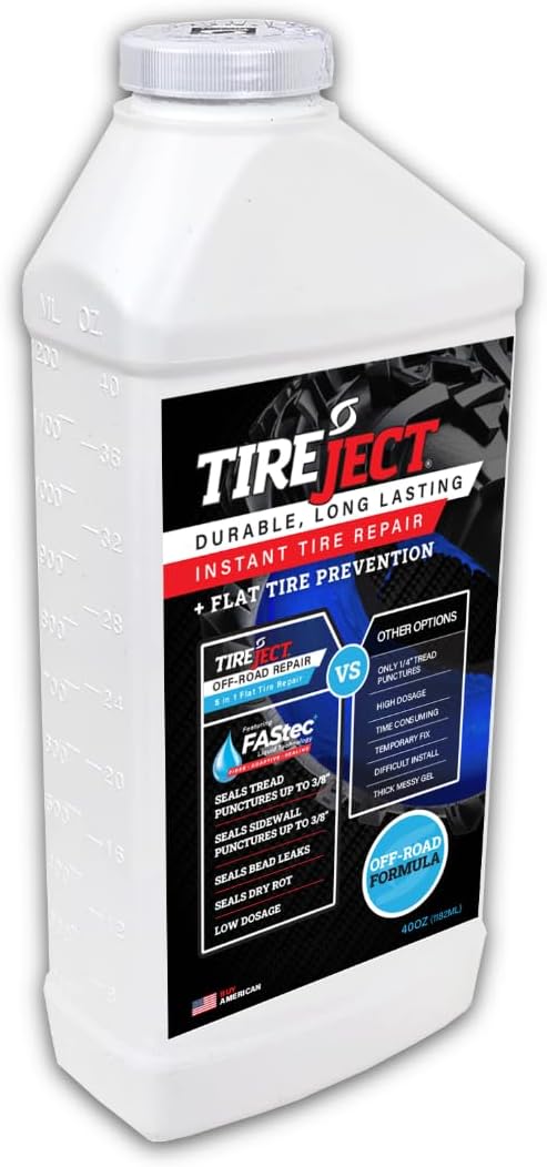 TireJect Off-Road Tire Sealant Refill (40oz Bottle) - Flat Tire Repair - Fix & Prevent Flat Tires - ATV UTV SxS Lawn Mower Golf Cart Tractor