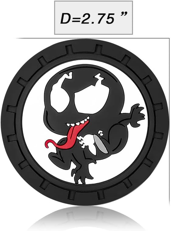 Venom Car Cup Holder Coasters for Marvel Fans, The Venom Car Coasters for Car Cup Holder Insert,Silicone Non-Slip Car Cup Mat,2.75''