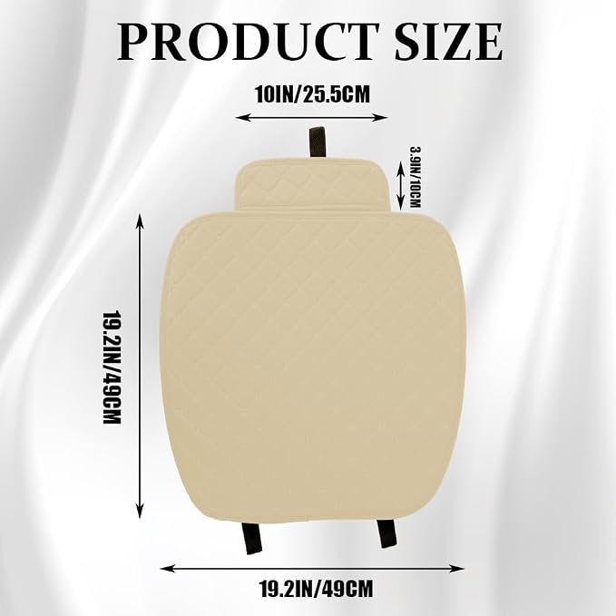 Leather Front Car Seat Cover, Anti-Slip Car Seat Bottom Covers, Full Wrapped Bottom Seat Protectors with Storage Pocket, Universal Comfortable Seat Cushion Fit Vehicles SUVs Trucks (K2-Beige)