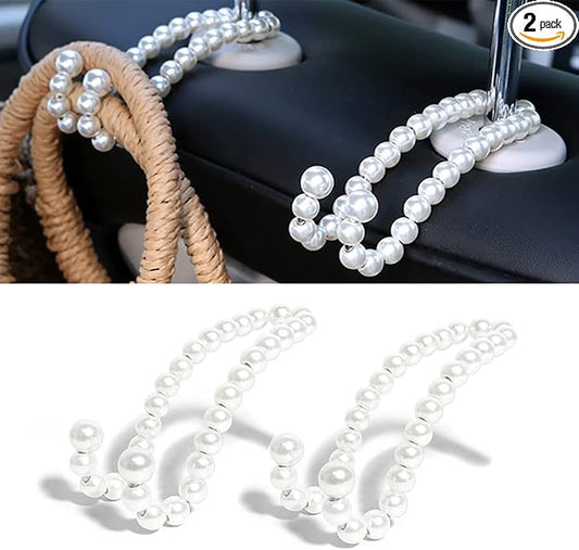 Purse Hook for Car, Cute Pearl Bag Hanger for Seat Headrest Organized, Girly Car Decor Accessories for Women