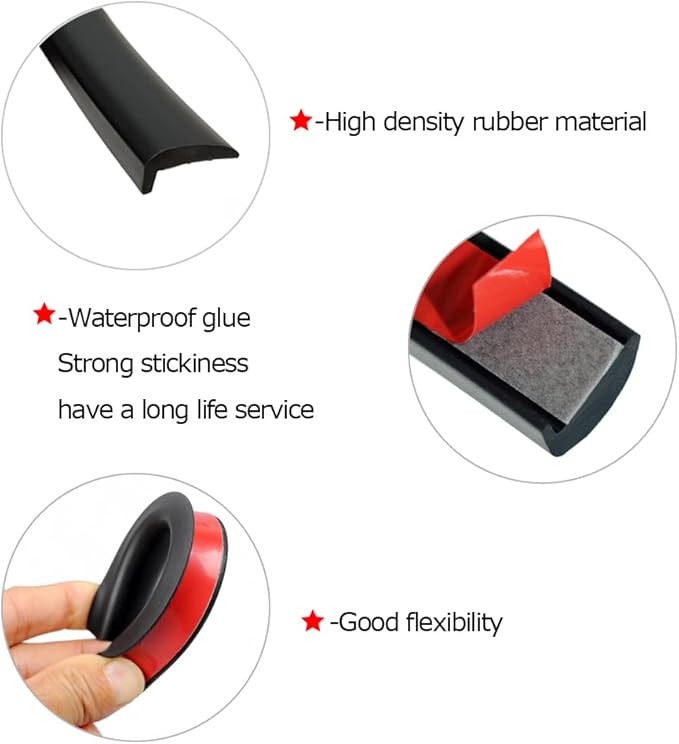 Automotive Door Edge Trim Molding Kit with Tape, L Shaped Lip Guard for Car Fenders, Running Boards, Camper Shells, Spas, Mirrors Edge and More, Black(26Feet)