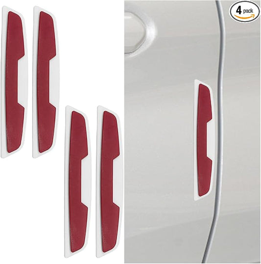 Craedli 4PCS Car Door Edge Guards Protector, Anti-Scratch Car Door Self Adhesive Anti-Collision Trim Strip Auto Side Door Protector, Universal Auto Body Bumper Guard for Cars SUV Truck (White&Red)