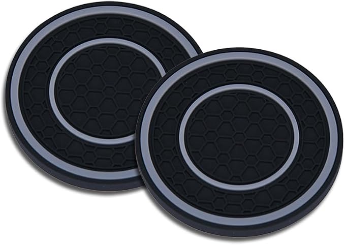 2 Pack Car Coasters for Cup Holder, 2.75 Inch Universal Auto Waterproof Coasters Silicon Insulation Cup Mats,No-Slip Anti Dust Insert Coaster for Woman Man, Suit for Vehicle Interior (2, Gray)