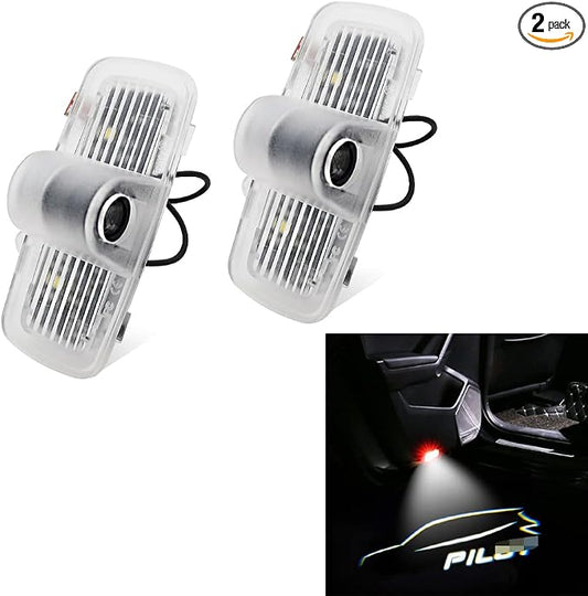 2 Pcs Pilot Car LED Projector Door Shadow Light Welcome Light Laser Emblem Logo Lamps Kit Puddle Lights LED Courtesy Step Lights Ground Lamp HD Kit Replacement for Pilot 2009-2021