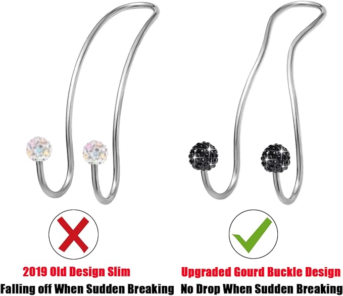 Bling Purse Hook for Car Headrest, Upgraded Cute Car Seat Hooks for Bag Handbag, Durable Stainless Auto Purse Hanger Holder 2 Pack, Black