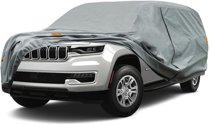 Kayme Heavy Duty SUV Car Cover Custom Fit Jeep Wagoneer L/Grand Wagoneer L LWB Waterproof All Weather for Automobiles, Full Exterior Covers Sun Rain UV Protection.（Deliver About 3-10 Days）