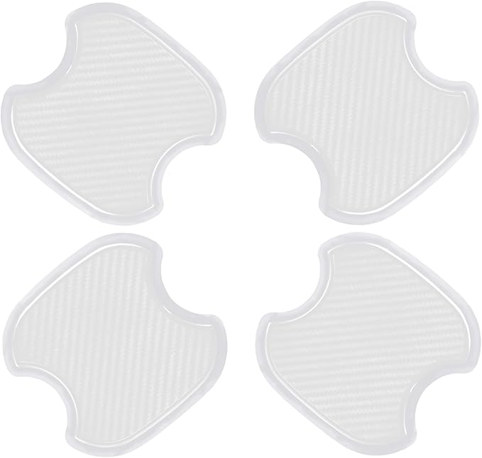 4Pcs Semi-Transparent Carbon Fiber Like Car Door Handle Cup Protective Sticker Auto Door Paint Guard(M)