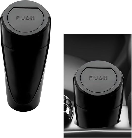Car Trash Can with Lid, Mini Car Garbage Bin Leakproof Cup Holder Trash Can, Multipurpose Organizer Door Pocket Trash Cup Fits Auto Home Office, Universal Garbage Can (Black)