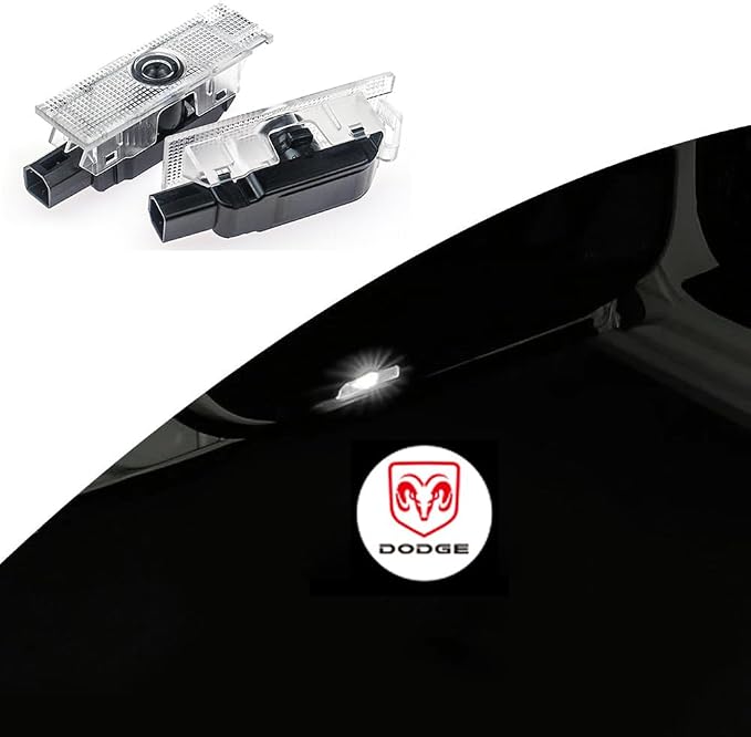 Car LED Logo Projector Puddle Door Lights for Dodge Challenger Accessories, No Fade 4K-HD Welcome Lights, 2 Pack