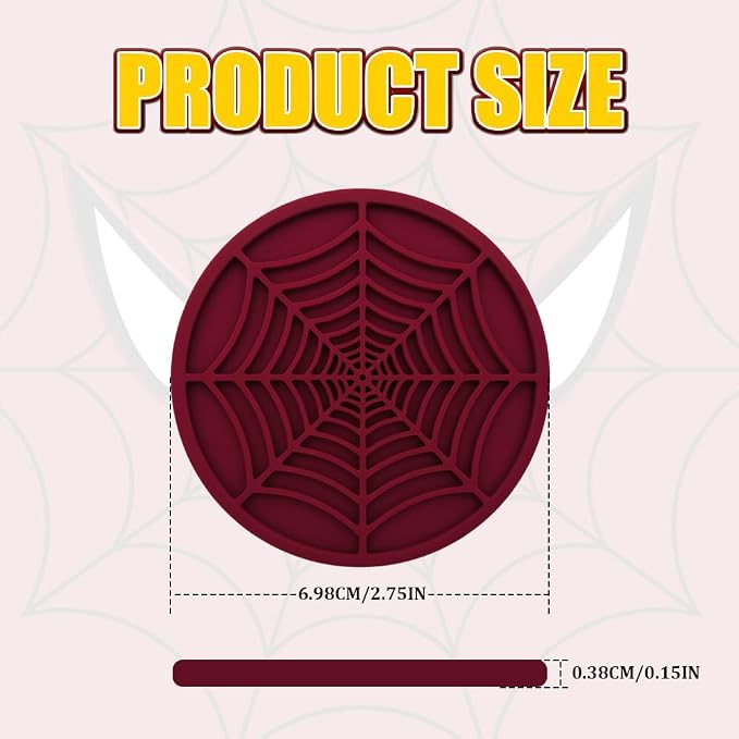 4PCS Car Cup Holder Coaster, Car Cup Insert, 2.75 inch Silicone Anti Slip Spider Web Auto Coaster, Automotive Interior Accessories Car Drink Coasters Cute Fit for Women and Men (Wine Red)
