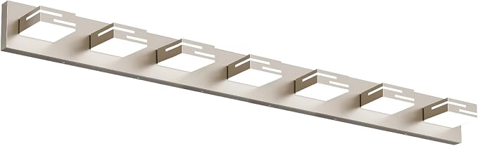 LED Modern Bathroom Vanity Light Fixtures, Dimmable Brushed Nickel Vanity Lights for Bathroom Lighting Fixtures Over Mirror, with 360° Rotatable Acrylic Heads 7-Light 48-inch (Cool White 6000K)