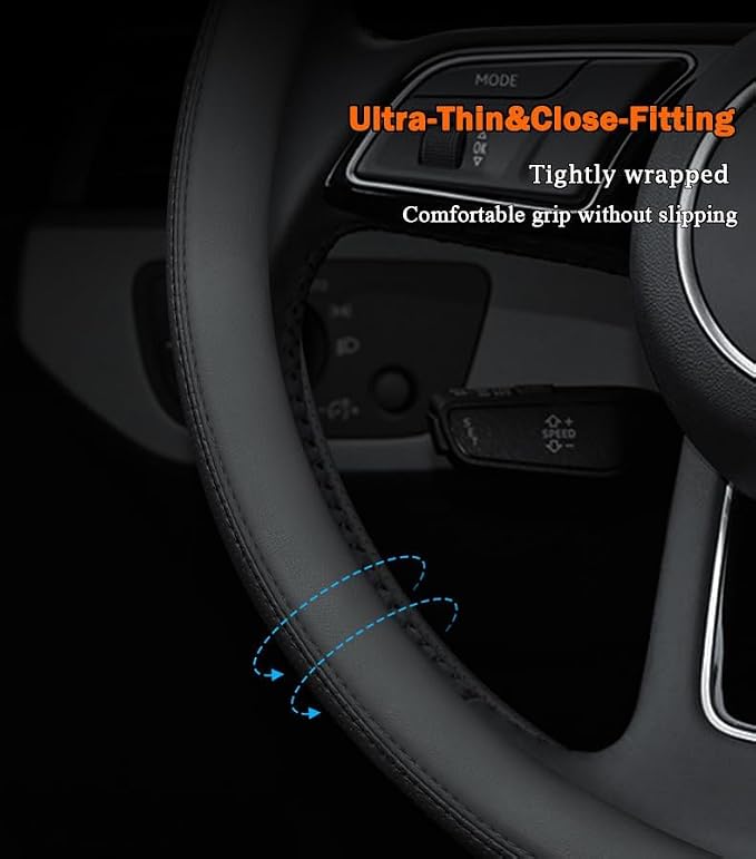 Leather Steering Wheel Cover for Mazda CX5/CX-5 CX50/CX-50 CX3/CX-3 CX30/CX-30 CX9/CX-9 Mazda 3 5 6 MX-5 Miata CX-7 RX-8 GS GT Sport Car Accessories, 2026 Black 14.5-15 inch