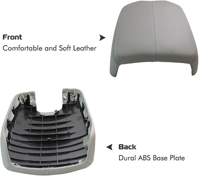A ABIGAIL Center Console Armrest Cover Repacement Compatible with 2008 2009 2010 2011 2012 Honda Accord Auto Leather Suture Console Lid Cover Replacement (Gray)
