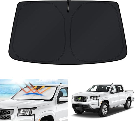 KUST Windshield Sun Shade for Nissan Frontier Accessories 2022-2024 2025 2026 Window Sunshade Sun Visor Protector Foldable Blocks UV Rays Keep Car Cooler