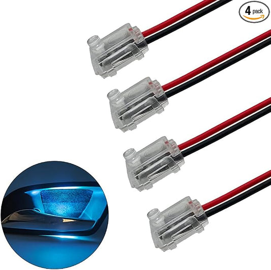 Car Door Handle Light ICE Blue Door Handle LED Light 12V Ambient Light Storage Box Decorative Light Cylindrical Top Transparent Shell Universal Small Car Ship Use (4PCS)