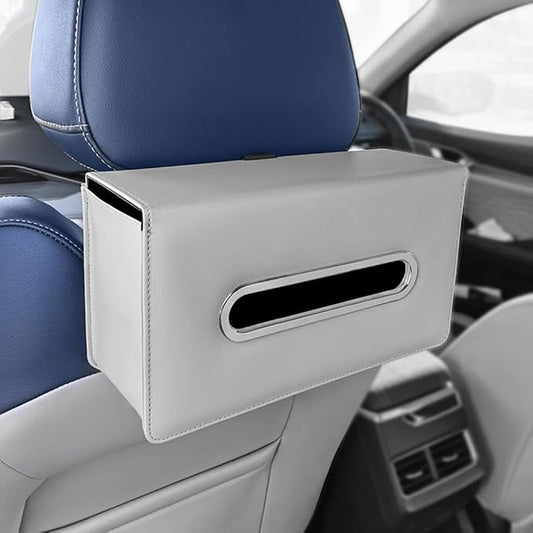 Car Tissue Holder - Backseat Napkin Tissue Organizer, Durable and Adjustable Car Tissue Box Organizer for Vehicles, Universal Fits for 100 120 150 Rectangular Tissue Box (Gray)